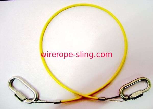 Da cor amarela revestida das corrrentes de levantamento da corda de fio de aço do Pvc relações rápidas em ambos os lados