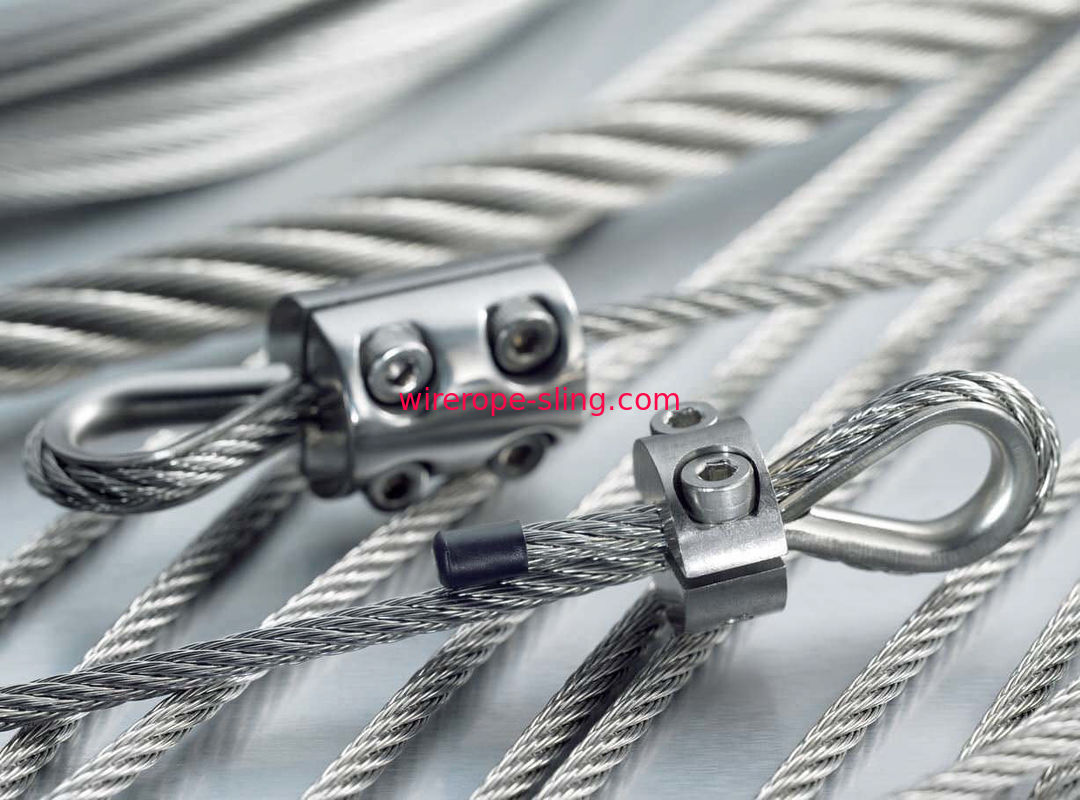 os conjuntos de cabo do estilingue da corda de fio de aço de 4.8mm com grampo/olho engancham o dedal