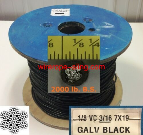 Vinyl Coated Steel Aircraft Cable Wire Rope 50 ft 1/8