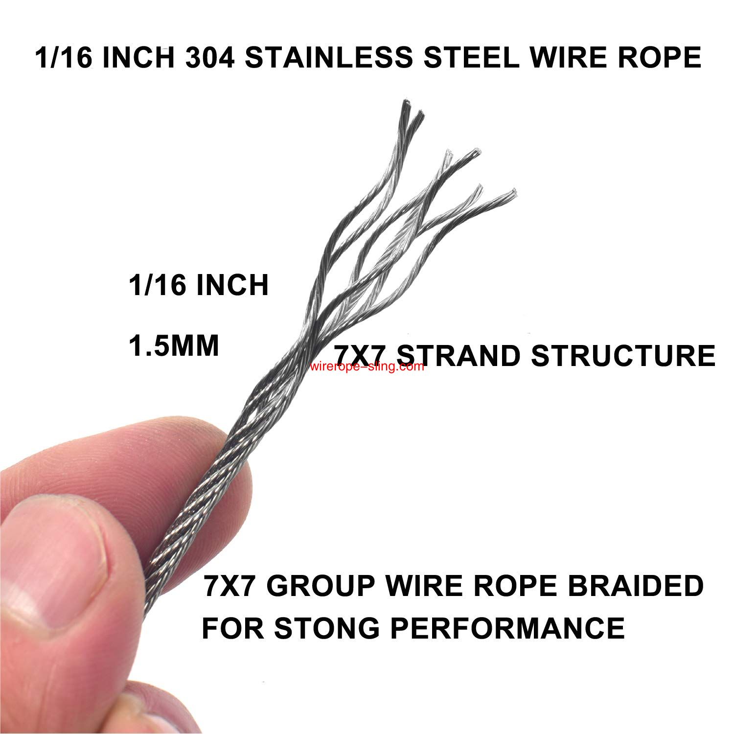 1/16 Inch Vinyl Coated Wire Rope Kit,330 Feet Stainless Steel 304 Wire Rope com 50 PCS Aluminum Crimping Loop e 10 PCS Clamps