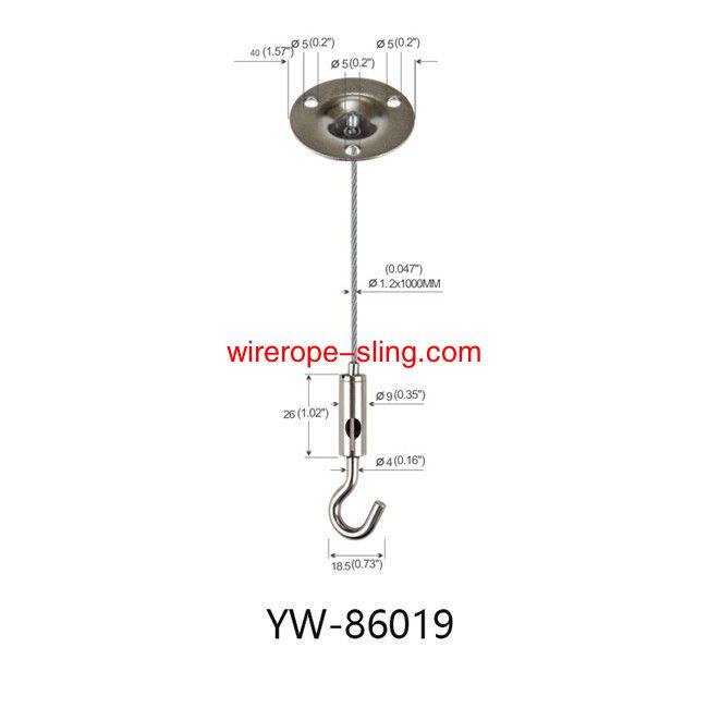 Brass Three Holes Ceiling Cable Hanging System Light Fittings 180° Ajustamento YW86017