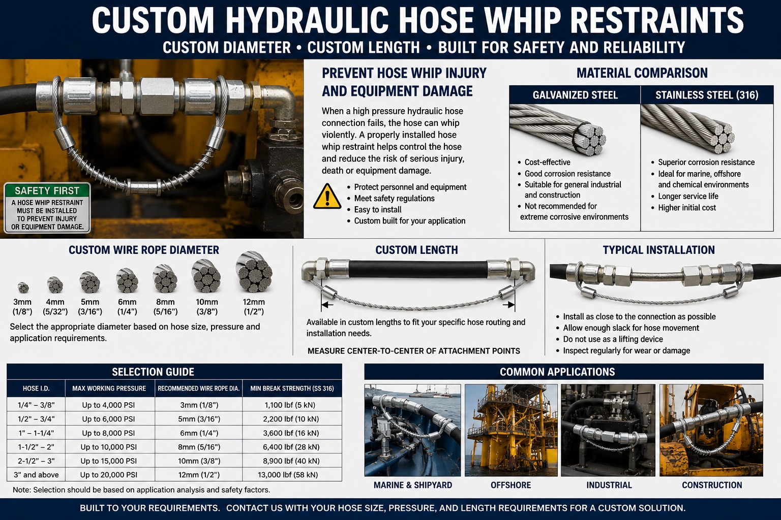 Custom length retenção de chicotes de mangueira hidráulica for high pressure hose connection Custom length retenção de chicotes de mangueira hidráulica for high pressure hose connection